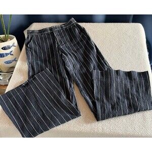 Rosie Assoulin Navy Pinstripe Wide-Leg Trousers - Size 6